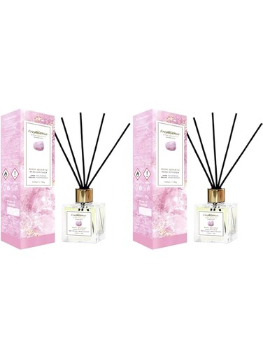 ROSE QUARTZ Reed Diffuser (110ml x 2) &ndash; Air Freshener   FRESH SENSE   Aromatherapy Essential Oil Diffuser for Home, Office, Toilet &amp; Bathroom   Elegant Home Decor   Beauty of Rare Gemstones