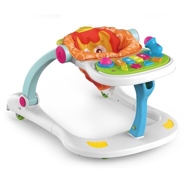 Huanger - Baby Walker with Seat &amp; Activity Tray Musical Toy - Multicolor