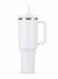 40 Oz Stainless Steel White Travel Mug With Handle &amp; Straw &acirc;&euro;&ldquo; Vacuum Insulated Tumbler, Leak Resistant Lid, Cup Holder Friendly, BPA Free, Easy Clean Wide Mouth
