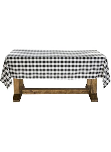 Lann's Linens (150cm x 260cm Rectangular) - - 150cm x 260cm Premium Chequered Tablecloth - Rectangular Polyester Fabric Picnic Table Cover - Black &amp; White Gingham Cloth