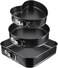 3PCS Cake Tin for Baking, Carbon Steel Bakeware, Cake Pan Set Springform Cake Tins Non-Stick Square Heart Round 20/22/24cm with Removable Bottom and Lock for Cake