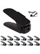 12-Pieces Adjustable Shoe Organizer Double Layer Shoe Rack Stackable Shoe Slot for Closet, Black