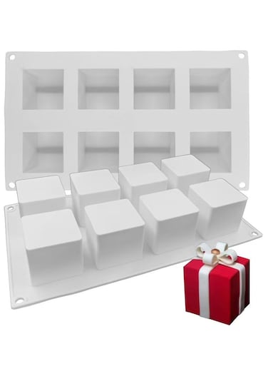 Cavity Cube Cake Mold 3D Square Mousse Cake Baking Mold Silicone French Dessert Mold for Chocolate Brownie Bites