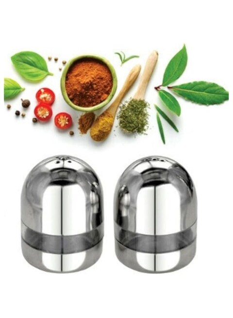 Garden Of Arts Stainless Steel Salt and Pepper Shakers holders in Oval Egg shape for your kitchen travel and dining in pair