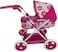 UKR Doll Stroller Canopy Pink for Girls Foldable Girl Pretend Play Toy Dolls Pram with Adjustable Handle Floral Canopy with Storage Basket.
