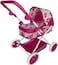 UKR Doll Stroller Canopy Pink for Girls Foldable Girl Pretend Play Toy Dolls Pram with Adjustable Handle Floral Canopy with Storage Basket.