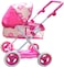 UKR Doll Stroller Canopy Pink for Girls Foldable Girl Pretend Play Toy Dolls Pram with Adjustable Handle Floral Canopy with Storage Basket.