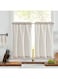 JINCHAN Linen Kitchen Curtains Striped Tier Curtains Ticking Stripe Curtains Pinstripe Cafe Curtains 24 Inch Length for Living Room Bathroom Farmhouse Rustic Curtains Rod Pocket 2 Panels Tan