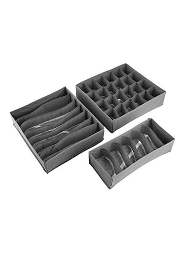 3-Piece Closet Organizer Storage Box Grey
