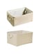 ECVV Collapsible Rectangular Storage Basket with Handles Small 32 * 23 * 13cm + Rectangular Storage Basket with Handles Beige Medium 36 * 26 * 17cm