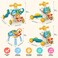 Huanger -Baby Activity Walker Sit-To-Stand Educational-Blue