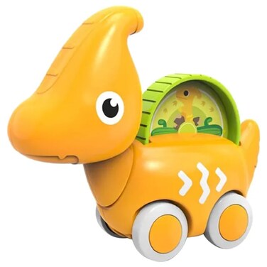 Huanger -Baby Dinosaur Push And Pull Toy Car W/ Wheels-Yellow