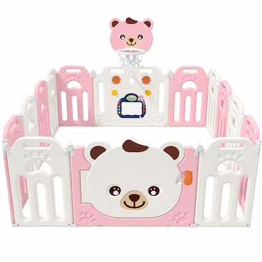Little Angel Baby Playpen Toddler Play Yard With Hoop 14 pcs- Pink