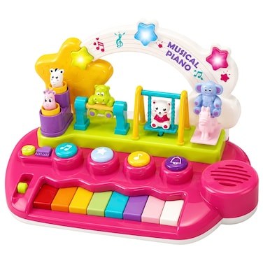 Goodway - Baby Musical Piano Toy With Animal Swing &amp; Lights - White
