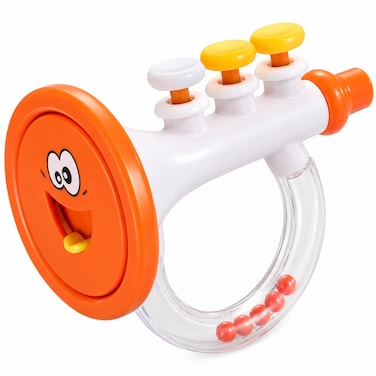 Goodway - Baby Trumpet Rattle Toy With Colorful Beads Handle - Pink