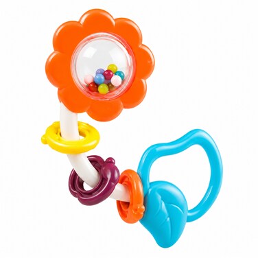 Goodway - Baby Flower Rattle Teether Toy With Beads Design - Blue