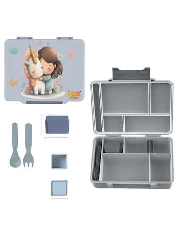 Attack Gamer Bento Lunch Box for Kids &acirc;&euro;&ldquo; 5 Compartment Convertible Lunchbox with Leakproof Silicone Seal &acirc;&euro;&ldquo; BPA-Free Food Grade Material &acirc;&euro;&ldquo; Includes Dip Sauce Container, Spoon &amp; Fork &acirc;&euro;&ldquo; Fun Gaming Artwork