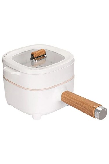 Electric Mini Hot Pot, 2L Capacity, 1000W Multi-Function Cooking Pot with Steam Rack