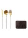 Portable Stainless Steel Cutlery With Box White/Gold