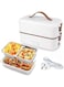 ROUNY Upgrade Electric Lunch Box, Portable 2 Layers Self Heating Lunch Box with Compartments for Fruits, Food Warmer Adults for office Car Truck Home Cook Raw Food (White)