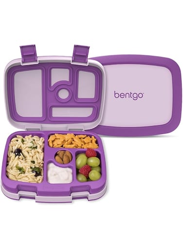 Bentgo&reg; Kids Leak-Proof, 5-Compartment Bento-Style Kids Lunch Box - Ideal Portion Sizes for Ages 3 to 7, BPA-Free, Dishwasher Safe, Food-Safe Materials (Purple)