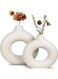 MACIUM White Ceramic Vases Set of 2, Modern Vase for Minimalist Decor, Round Matte Pampas Flower Vases, Minimalist Nordic Boho Ins Style for Home Wedding, Party, Room, able Shelf Decor (M)