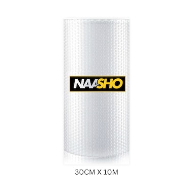 لفة غلاف فقاعي 30 سم × 10 م - غلاف تغليف شفاف مبطن للنقل والتعبئة والشحن، غلاف فقاعي واقٍ للصناديق والطرود ومستلزمات التخزين