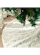 Amidaky Christmas Tree Skirt 36 inches White Faux Fur Silver Snowflake Sequin Embroidered Luxury Tree Skirt Xmas Decoration