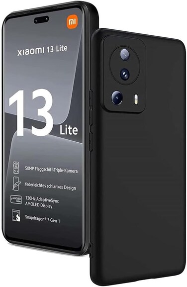 Xiaomi 13 Lite Case Cover Rubberized Matte Soft Silicone TPU with CAMERA Protection Flexible Back Case Cover for Xiaomi Mi 13 Lite (Black)