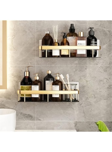 U-HOOME Shower Caddy Bathroom Shelf, No Drilling Adhesive Wall Mounted Bathroom Storage Shampoo Holder Organizer, Bathroom Shower Rack 2PACK
