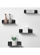 OAPRIRE Acrylic Small Floating Wall Shelves Set of 4, Flexible Use of Wall Space, Adhesive Small Wall Shelf for Security Cameras Smart Speaker, Action Figures with Cable Clips - Black, 9 Inch