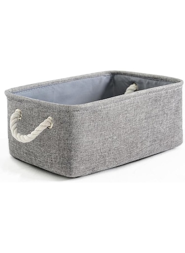 THE WHITE SHOP Storage Bins for Shelves - Grey Small Storage Baskets for Organizing, Fabric Storage Cubes Closet Organizer for Home Nursery Gift Decorative