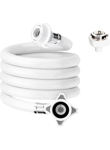 Arooma 2m Water Inlet Hose Pipe with Tap Connector Adapter for Automatic Washing Machine, PVC Explosion-proof Extension Tube (6.56Ft/2 Meters) White