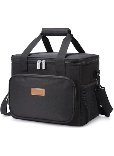 Large Lunch Bag, Insulated Lunch Bag for Men &amp; Women, Large Cooler Lunch Box, Leakproof &amp; Waterproof Tote for Work, Picnic, Travel, 15L Capacity (Black)