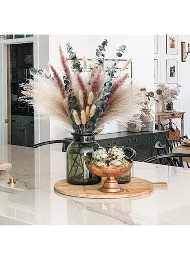 NALACAL Dried Pampas Grass Decor 50 Pcs DIY Boho Natural Dried Flowers Eucalyptus Decor Dry Dried Plants Bouquet for Vase Home Floral Arrangements Decorations for Home Wedding