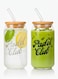 Set of 2 - 550 ML Borosilicate "Padel Club" Sipper Glasses with Bamboo Lids &amp; Glass Straws