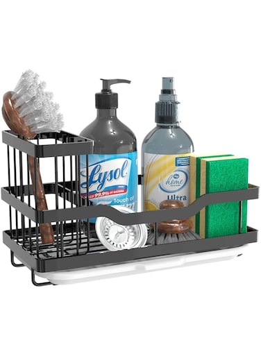 Khazna Multifunctional Sponge Holder for Kitchen Sink, Kitchen Sink Caddy Organizer with Detachable Brush Holder, 304 Stainless Steel Dish Soap Caddy Rustproof Sink Holder for Storage