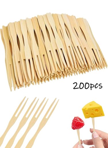 Appetizer Forks, Mini Forks, Mini Forks For Appetizers, Disposable Bamboo Forks Can Be Used For Desserts, Sandwiches, Burgers, Salads, Buffets, Drinks, Vegetables And More