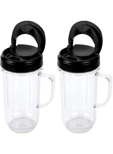 MAKINGTEC 22oz Magic Bullet Blender Cups Replacement Parts with Flip Top To-Go Lid and Handle for Magic Bullet Mb1001 Blender Accessories (2 Pack)