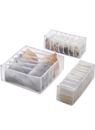 Foldable Storage Boxes Bra Underwear Closet Organizer Foldable Container Case Drawer Divider for Necktie Bra Sock Underwear Organizer Home Closet Organizer Boxes Storage(3PCS White)