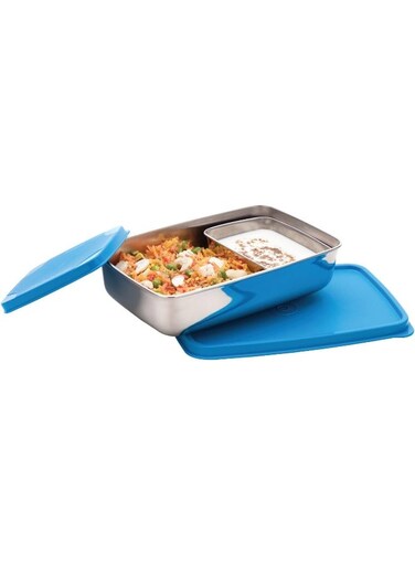 Compact Small Steel Lunch Box, Set of 2, 150ml+550ml, Blue