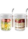 Overnight Oats Jars with Lid and Spoon,2 Pcs Airtight Oatmeal Container with Measurement Marks 350ml