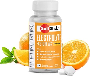 SaltStick Fastchews, Electrolyte Replacement Tablets For Rehydration, Exercise Recovery, Youth &amp; Adult Athletes, Hiking, Hangovers, Sports Recovery, Bottle Of 60 Tablets, Orange Flavor