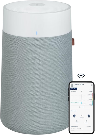 Blueair Blue Pure 511I Max, Hi-Performance Air Purifier, 3-Stage Filtration, Collects Dust, Gas, Pet Hair, Vocs, Washable Fabric Pre-Filter, For Home/Office - Up To 460 SQF Room Size, White Grey