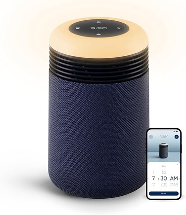 Blueair Mini Restful Air Purifier w/ Wake-Up Light, HEPASilent Tech, Smart Sleep Personalization, Sunrise Alarm, App Control &amp; USB-C Charging, for Small to Medium size Bedrooms (140&ndash;336 sqft), Blue
