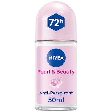 NIVEA Pearl &amp; Beauty Antiperspirant Deodorant for Women, Soft &amp; Smooth, 72H Active Protection, Pearl Extract and Avocado Oil, Roll-on 50ml