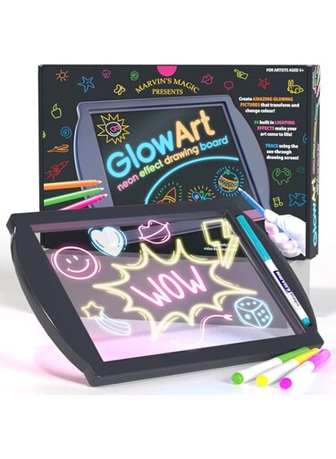 Marvin's Magic - Neon Glow Craft Kit - Craft Set - Light Up Tracing Pad - Drawing Tablet Kids - Neon Magic Kit - Childrens Craft Kits - Battery Powered Doodle Pad - Glow Art Neon Drawing Board
