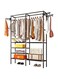 6-Tier Heavy Duty Metal Clothes Hanger Rack with 2-Hanger and Hooks, Semi-Open Area for Easy Access, Thickened Non-Woven Fabric &amp; Reinforced Plastic Joints, No Tools Required, 108 * 36 * 170 cm