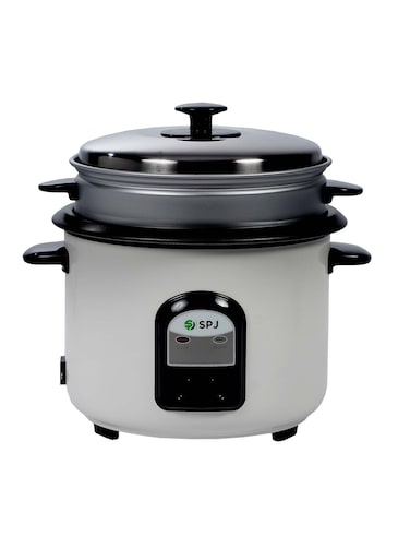 SPJ 1.8L Electric Rice Cooker &amp; Steamer 833W Automatic Cook &amp; Keep Warm Non-Stick Inner Pot One-Touch Cooking, White