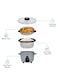 SPJ 1L Automatic Rice Cooker with Steamer 477W Mini Electric Cooker Non-Stick Inner Pot Keep Warm Function &amp; Tempered Glass Lid, Silver